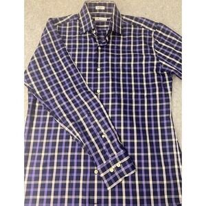 Peter Millar Blue Check Button Down Cotton & Silk Shirt‎ Men**NWOTs Size Med